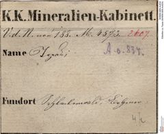 Etiketten zu Topas (NHMW-MIN-Ao834)